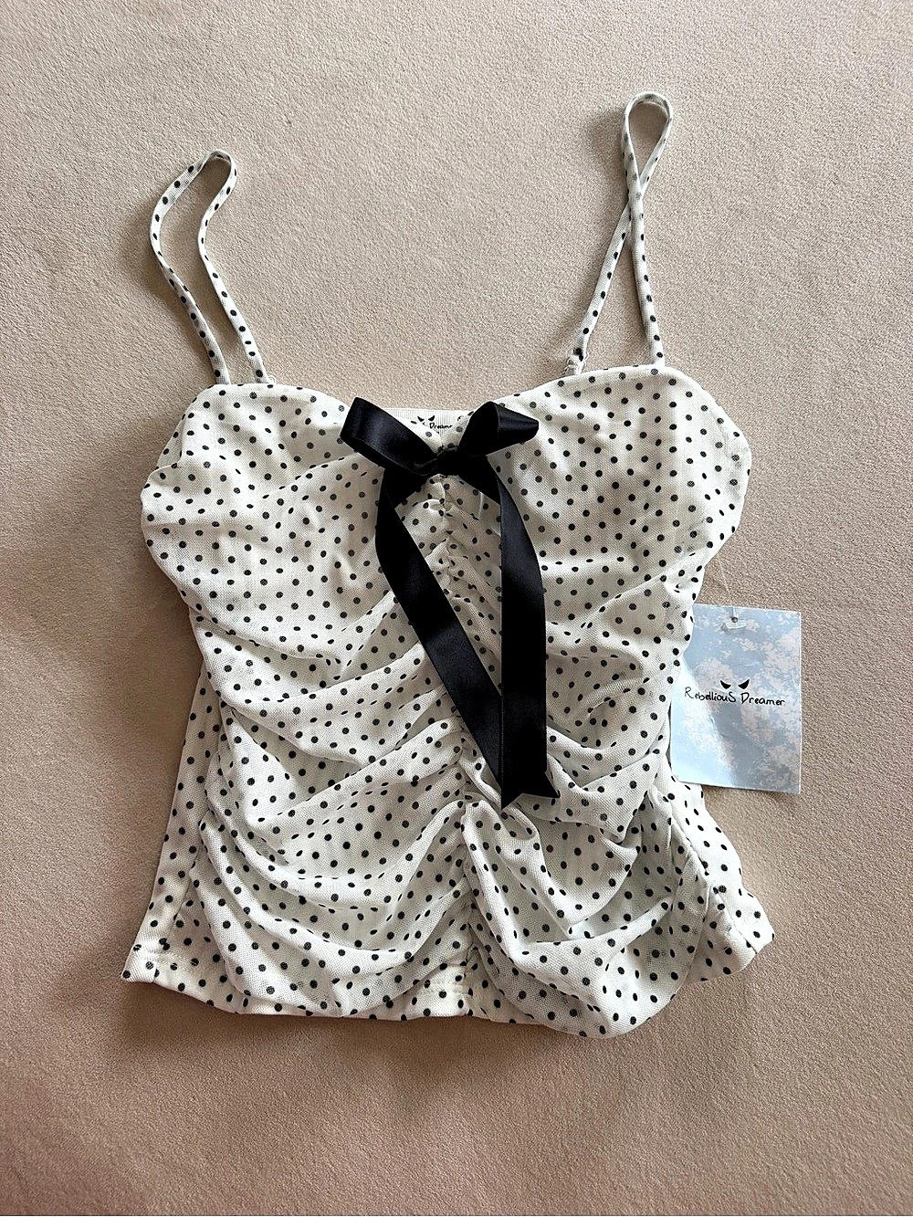Rebecca Taylor Polka Dot Ruched Cami NWT